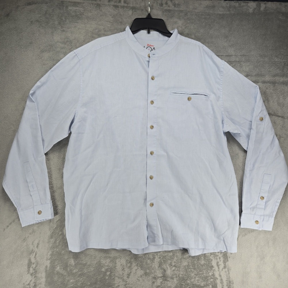 Rail Riders Love Of Adventure LOA Mens‎ Sz XXL Blue Hemp Blend Button Up Shirt
